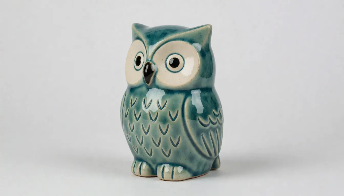 A ceramic owl figurine on a plain ground — the picture a mesh was made from