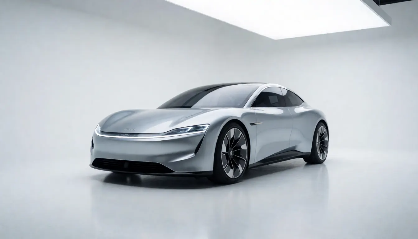 A concept car in a white studio